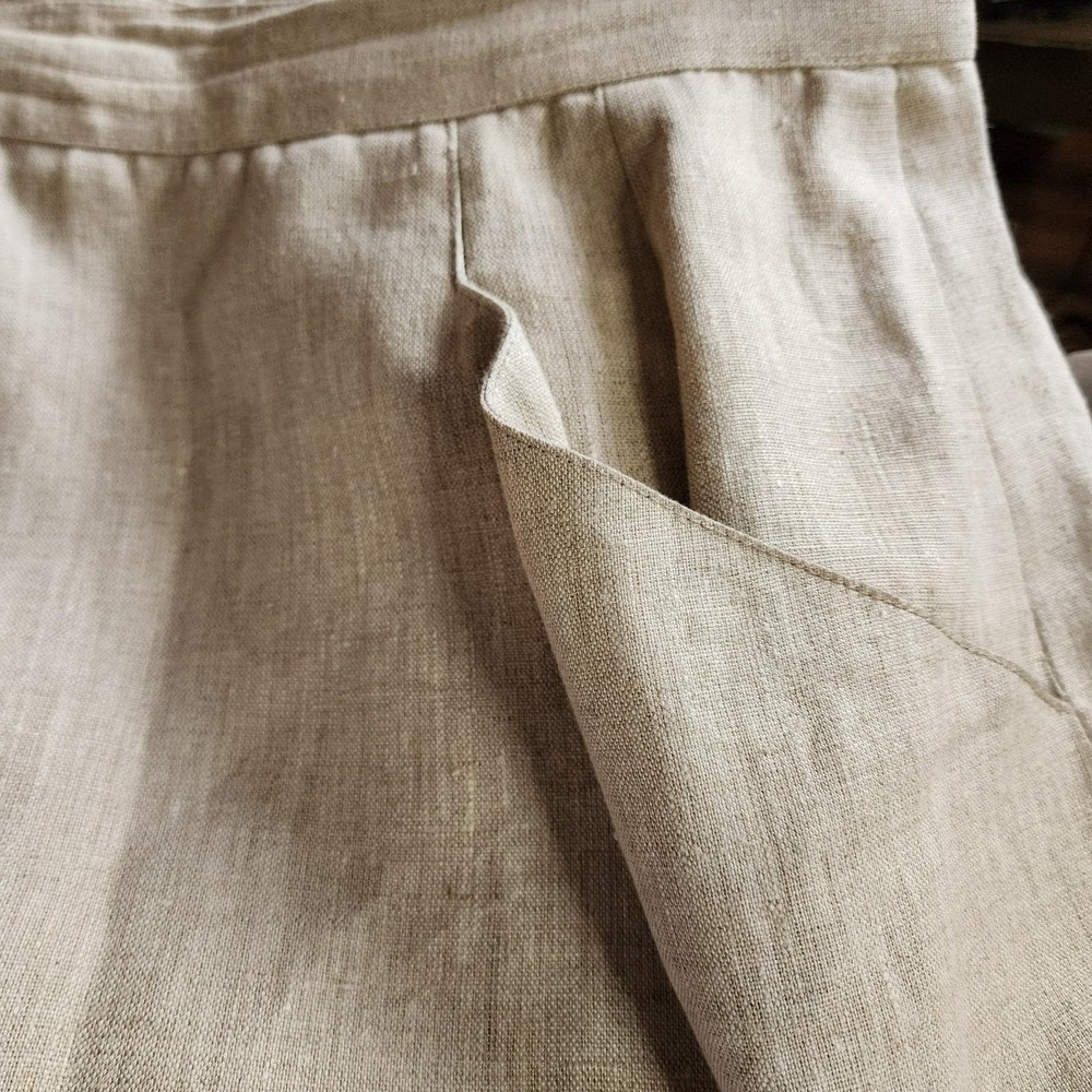 Vintage Fendi 365 1980s Taupe‎ Linen Pencil Skirt XL Made in Italy - Picture 4 of 6